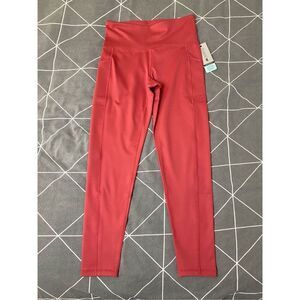 Ideology High-Waisted Side-Pocket 7/8 Length Red Leggings Size Small